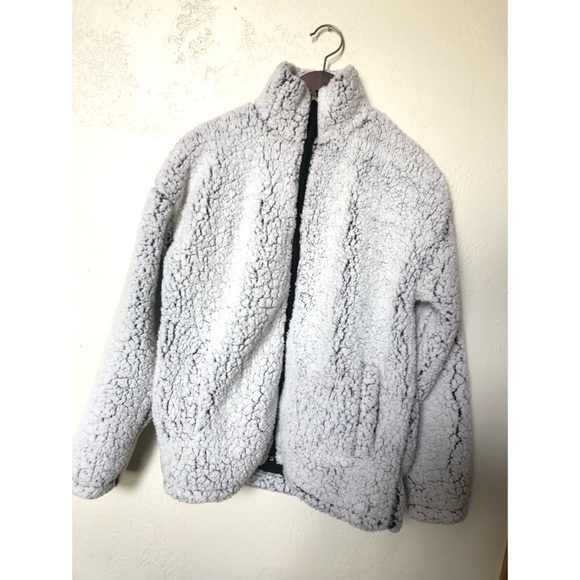 Forever 21 Jackets & Blazers - Forever 21 White on Black Fuzzy Sherpa Jacket Size Small